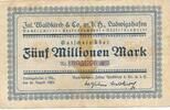 Deutschland Deutsches Reich 5 Millionen Mark Notgeldschein Notgeld Ludwigshafen - Jul. Waldkirch & Co. m.b.H Rheinland-Pfalz -