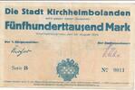 Deutschland Deutsches Reich 500000 Mark Notgeldschein Notgeld Kirchheimbolanden ( Pfalz ) Rheinland-Pfalz -