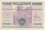 Deutschland Deutsches Reich 5 Millionen Mark Notgeldschein Notgeld Kirchheimbolanden Rheinland-Pfalz Stadtverwaltung -