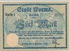 Deutschland Deutsches Reich 5 Mark Notgeldschein Notgeld Stadt Worms , Rheinland-Pfalz -