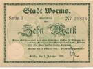Deutschland Deutsches Reich 10 Mark Notgeldschein Notgeld Stadt Worms , Rheinland-Pfalz -