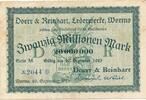 Deutschland Deutsches Reich 20 Millionen Mark Notgeldschein Notgeld Worms , Rheinland-Pfalz Doerr u. Reinhart, Lederwerke -