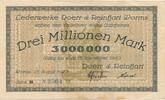 Deutschland Deutsches Reich 3 Millionen Mark Notgeldschein Notgeld Worms , Rheinland-Pfalz, Doerr u. Reinhart, Lederwerke -