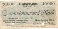 Deutschland Deutsches Reich 20000 Mark Notgeld Lichtenfels Bayern Hourdeaux-Bergmann & Hordeaux-Bing GmbH -
