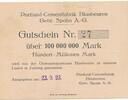 Deutschland Deutsches Reich 100 Millionen Mark Notgeld Blaubeuren, Württemberg, Portland-Cementfabrik, Gebr. Spohn AG -