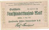 Deutschland Deutsches Reich 500 Tausend Mark Notgeldschein Notgeld Füssen - Hanfwerke Füssen-Immenstadt AG , Bayern -