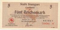 Deutschland 5 Reichsmark Notgeldschein Notgeld Stadt Stuttgart Baden Württemberg -