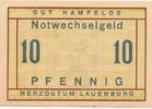 Deutschland Deutsches Reich 10 Pfennig Notgeldschein Notgeld Gut Hamfelde - Herzogtum Lauenburg -