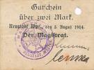 Deutschland Deutsches Reich 2 Mark Notgeldschein Notgeld Neustadt Wpr., Westpreussen -