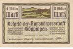 Deutschland Deutsches Reich 1 Million Mark Notgeldschein Notgeld Göppingen Württemberg -