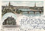 Litho AK Frankfurt a. M. 1896, Opernhaus,Stadtansicht -