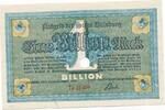 Deutschland Deutsches Reich 1 Billion Mark Notgeldschein Notgeld Stadt Duisburg, Rheinland -
