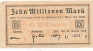 Deutschland Deutsches Reich 10 Millionen Mark Notgeldschein Notgeld Cochem, Simmern, Zell-Vereinigte Kreise Rheinland -