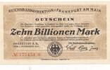 Deutschland Deutsches Reich 10 Billionen Mark Notgeldschein Notgeld Frankfurt a.M. - Reichsbahndirektion Hessen -