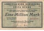 Deutschland Deutsches Reich 1 Million Mark Notgeldschein Notgeld Ammoniakwerk Merseburg Leuna Werke Sachsen -