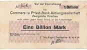 Deutschland Deutsches Reich 1 Billion Mark Notgeldschein Notgeld C. Otto Engert, Textilwerke G.m.b.H., Sachsen -