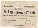 Deutschland Deutsches Reich 50 Millionen Mark Notgeldschein Notgeld Oberamtsstadt Waldsee Baden Württemberg -