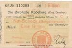 Deutschland Deutsches Reich 1 Billion Mark Notgeldschein Notgeld Radeburg, Bezirk Dresden , Sachsen -
