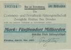 Deutschland Deutsches Reich 500 Milliarden Mark Notgeldschein Notgeld Kirschau, Gebrüder Friese AG , Sachsen -