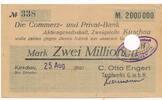 Deutschland Deutsches Reich 2 Millionen Mark Notgeldschein Notgeld KIRSCHAU C. Otto Engert, Textilwerke G.m.b.H, Sachsen -