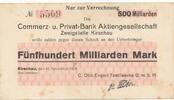 Deutschland Deutsches Reich 500 Milliarden Mark Notgeldschein Notgeld KIRSCHAU C. Otto Engert, Textilwerke G.m.b.H, Sachsen -