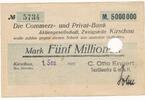 Deutschland Deutsches Reich 5 Millionen Mark Notgeldschein Notgeld KIRSCHAU C. Otto Engert, Textilwerke G.m.b.H, Sachsen -