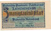 Deutschland Deutsches Reich 20000 Mark Notgeldschein Notgeld München Bayerische Notenbank München -