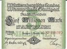 Deutschland Deutsches Reich 5 Millionen Mark Notgeldschein Stuttgart Württemberg -