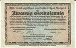 Deutschland Deutsches Reich 20 Goldpfennig Notgeldschein Stuttgart Württemberg -