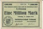 Deutschland Deutsches Reich 1 Million Mark Notgeldschein Tettnang Württemberg -