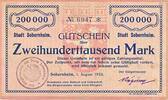 Deutschland Deutsches Reich 200 Tausend Mark Notgeldschein Notgeld Stadt Sobernheim Rheinland -