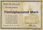 Deutschland Deutsches Reich 50 Tausend Mark Notgeldschein Notgeld Stadt Wimpfen a.N. , Hessen -