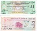 Argentinien/Tucuman 1 und 100 Australes Banknote Geldscheine 1 100 Australes (beide unc) 2 Scheine -
