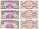 Großbritannien , England 1 Pound 3x folgende Nummern , 3 Scheine , British Armed Forces 4 th Series -