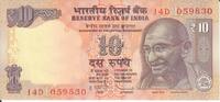 Indien 10 Rupees Banknote Geldscheine -