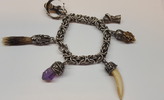 Schöner Trachtenschmuck Silberarmkette mit 6 versch.Anhänger, gebraucht -