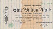 Deutsches Reich,Weimarer Republik 1 Billion Mark Deutsche Reichsbahn Berlin -