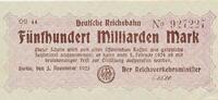 Deutsches Reich,Weimarer Republik 500 Milliarden Mark Deutsche Reichsbahn Berlin -