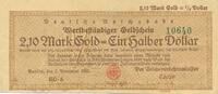Deutsches Reich Deutschland 2,1 Mark Gold = Ein halber Dollar Wertbeständiger Geldschein Reichsbahn Berlin RC-5 , 1/2 Dollar -