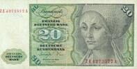 Deutschland BRD 20 Deutsche Mark Bundesbanknote Ersatznote , Serie ZE/A -