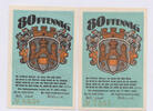 Deutschland-Altdeutschland 2 x 80 Pfennig Notgeld De 2 Scheine 2 x 80 Pfennig der Stadt Crivitz -