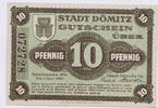 Deutschland-Altdeutschland 10 Pfennig Notgeld 10 Pfennig der Stadt Dömitz -