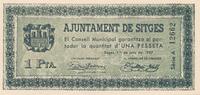 Spanien 1 Peseta Ajuntament De Sitjes -