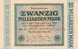 Deutsches Reich Deutschland 20 Milliarden Mark Reichsbanknote KN 6stellig rot, FZ: MM -