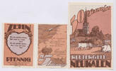 Deutschland-Altdeutschland 10, 25 und 50 Pfennig Notgeld De 3 Scheine 10, 25 und 50 Pfennig der Stadt Neukalen -