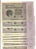 Deutschland 100.000 Mark Reichsbanknote 9 Banknoten Fortlaufende Zahlen,KN 8stellig grün -