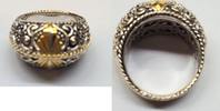 Ring 925 er Sterling Silber Bicolor vergoldet Größe 54 -