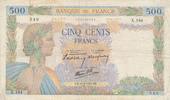 Frankreich 500 Francs Banque de France Billet -