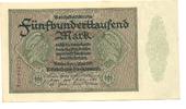 Deutschland 500.000 Mark Reichsbanknote KN.6stellig,nur einmal auf VS. -