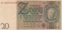 Deutschland 20 Reichsmark Reichsbanknote Udr.- Bst. B Serie E -